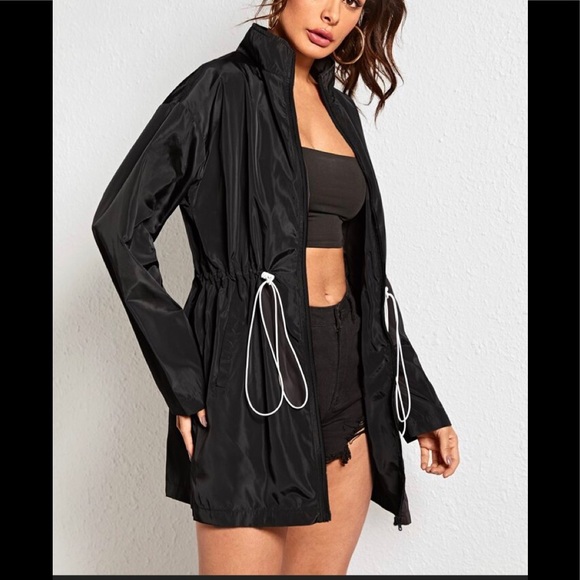 NWT Black Windbreaker Jacket Sporty Coat - Picture 2 of 7